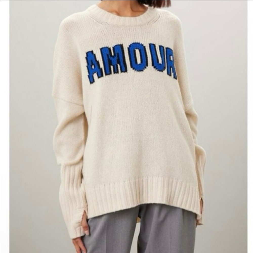 Zadig & Voltaire Cream Sweater with Blue Amour